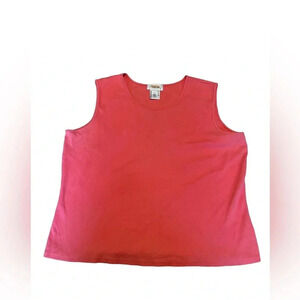 Vintage Talbots Bodycon Shirt Womens Size Large Pink Sleeveless Cotton Blend